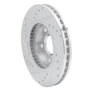 Buick LaCrosse Brake Rotor (1) - Front Right - R1 Concepts - Drilled & Slotted - Silver - `11-`16